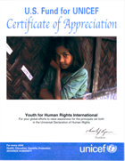 Diploma de Reconhecimento da UNICEF